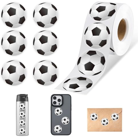 Fussball Aufkleber, 500 Stück Aufkleber FußballParty, Vinyl Fußball Sticker, Selbstklebende Fußballaufkleber, Fussball Sticker Kinder, Sport Etiketten Dekorations, Geschenk für Kinder