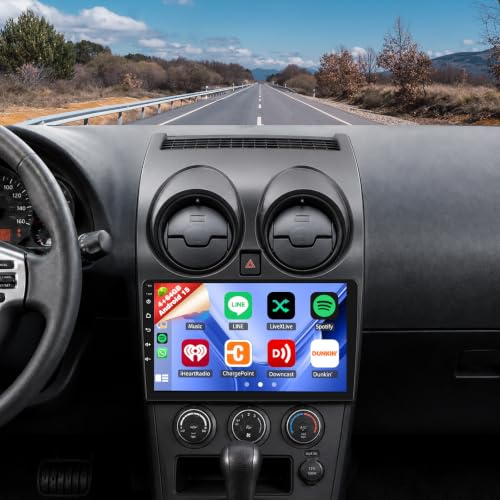 4+64G Autoradio Android para Nissan Qashqai J10 2006-2016 con CarPlay y Android Auto Inalámbricos, 9 Pulgadas Pantalla de GPS 5G WiFi Bluetooth FM RDS Cámara AHD HiFi