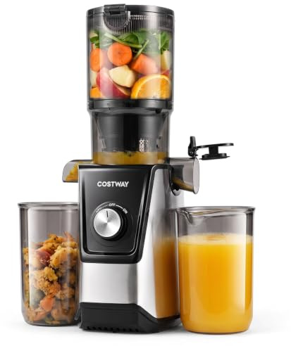 COSTWAY Cold Press Juicer Machine, Self-Feeding Juicer with 110 MM Chute | 160W Slow Masticating Juicer, High Juice Yield Extractor, BPA-Free, Pusher & Brush Included, for Whole Fruit and Vegetable
