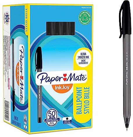 Paper Mate InkJoy 100ST Kugelschreiber Stifte Set | mittlere Spitze (1,0 mm) | Schwarz | 50 Stück | Schulsachen