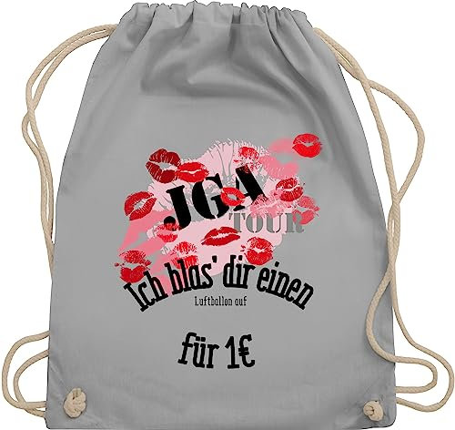 Turnbeutel Rucksack - Junggesellenabschied Frauen - JGA Tour - Ich blas dir einen Luftballon auf - Unisize - Hellgrau - polter rucksäcke jungesellenabschied blase beutelrucksäcke brauttaschen