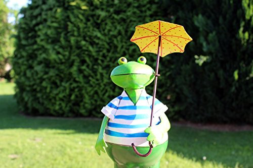 Gartenfigur Frosch Heinz mit Schirm