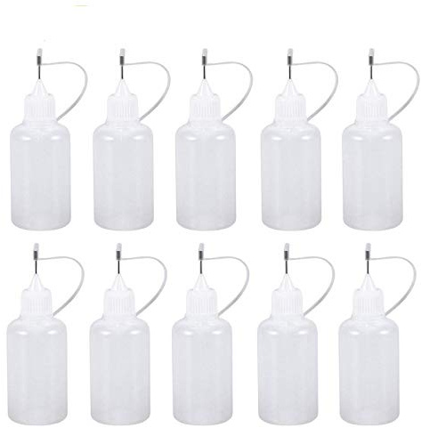 Needle Tip Glue Bottle Applicator Precision Bottle Needle Bottle Squeeze Bottle for Liquids and DIY Quilling Tool (10pcs, White, 20ml)