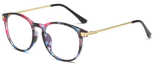BOZEVON Blaulichtfilter Brille - Anti Blaulicht Brillen Ohne Sehstärke Damen Herren Computer Gaming Brillen Anti Müdigkeit Leicht Brillengestelle mit Etui, Floral A