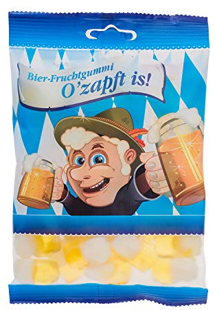 O'zapft is! Fruchtgummi, Fruchtgummi in Krugform mit Biergeschmack im Themenbeutel. Ohne Alkohol! 125 g zapft is