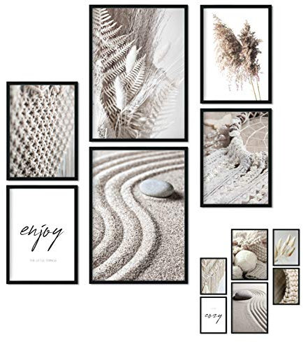 Poster 6er Set Beidseitige Bilder - Stilvolle Home Deko für Schlafzimmer und Wohnzimmer | Poster Vintage Set Traumfänger Boho A3 | A4 (Traumfänger, A4 | A5)