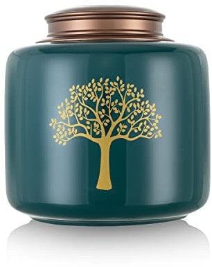 Ash Urn Adult Female with Golden Tree of Life, Baby Urn, Dark Green Adult Male Urn, Human Urn Holds 138 Cubic Inch Ashes (Dark Green L)