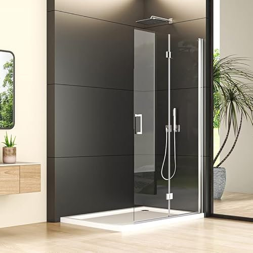Goezes 116x195cm Walk in Duschwand Doppel Faltbar Walk-in Duschabtrennung Walk-In Dusche 6mm ESG Nano Glas