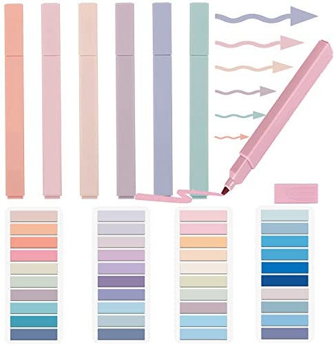 Generic 800 Stück klebrige Index-Tabs, 6 Stück Textmarker, 40 Farben Tabs mit Lineal, beschreibbare Haftnotizen für Notizen von Büchern