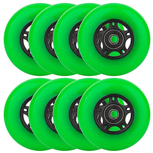 WHEELCOME Inline-Skate-Räder für Außen- und Innenbereich, Rollschuh-Räder, 85a Rollhockey-Räder mit Kugellagern, ABEC-9 für Roller-Gepäckreparatur, 64 mm, 70 mm, 72 mm, 76 mm, 80 mm Durchmesser,