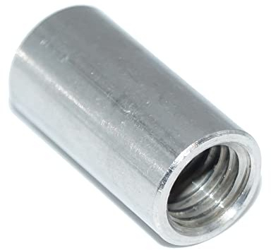 Rundmuffen M12X50 2 Stück Edelstahl A2 Gewindemuffen mit Innengewinde V2A, rostfrei, Aussendurchmesser 15 mm