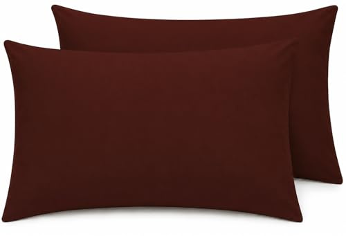 Night Zone Pillow Cases 200 Thread Count Egyptian Cotton Pillowcases 2 Pack Soft Cozy and Breathable Envelope Closure Cotton Pillow Cases 50x75 cm (House Wife Pillow Cases, Chocolate)
