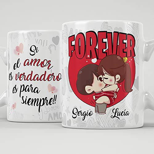 Taza con frase de amor personalizada con nombre, taza de cerámica calidad premium 350ml hecha a mano, regalo original, divertido y personal.