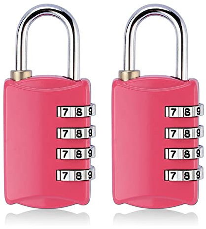 SHULLIN 2er Pack Zahlenschlösser 4-stelliges rücksetzbares Zahlenschloss Zahlencode Schlösser Vorhängeschloss Spind Schloss für Schule Gym Locker Garage Hasp Cabinet & Storage (Rosa)