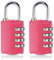 SHULLIN 2er Pack Zahlenschlösser 4-stelliges rücksetzbares Zahlenschloss Zahlencode Schlösser Vorhängeschloss Spind Schloss für Schule Gym Locker Garage Hasp Cabinet & Storage (Rosa)