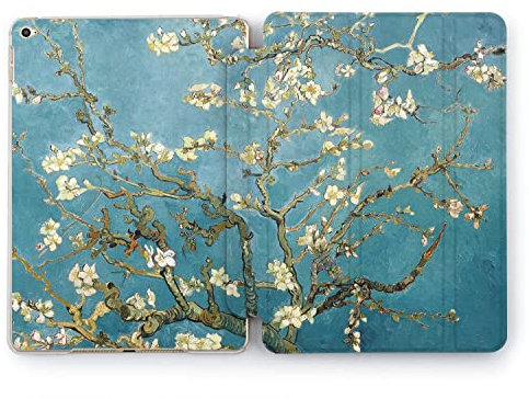 Cavka Hülle Kompatibel mit iPad Air 4th Air 5th Gen 2022 2020 Vintage Durable Leichte Magnetische Abdeckung Blau Fancy Mandel Baum Van Gogh Art