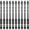 10 Pack 1/4 Concrete Drill Bits, Masonry Drill Bit Set, 6mm Tungsten Carbide Drill Bit Set for Tile/Ceramic/Glass/Mirror/Brick/Plastic/Cement, 1/4 Quick Change Hex Shank, in Carrying Case