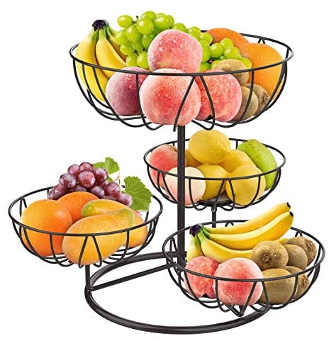 Mutool 4-Tier Fruit Basket, Kitchen Countertop Fruit Bowl, Metal Fruit Racks Decorative Fruit Bowls Stand Vegetable Snacks Holder, Bronze (JUEGBU845D)