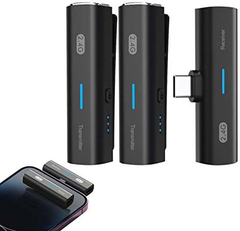 Fiakup 2.4G Wireless Lapel Mic System | Plug- 2.4G Lapel Mic | Small Microphone for Interviews, Online Meetings, Podcasts, Live Broadcasts
