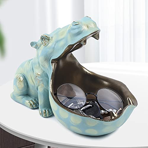 Futchoy 12 Hippo Statue Schlüssel Süßigkeiten Aufbewahrungsschale Harz Hippopotamus Figur Skulptur Sundries Container Home Tischdekoration