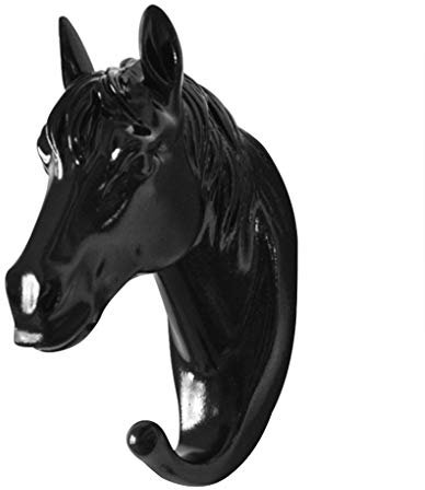 3D Tierkopf Wandaufhänger Harz Mantel Hut Aufhängen Haken Schwerlast Halter Rack Home Dekoration Typ 1, Schwarz, Pferdekopf