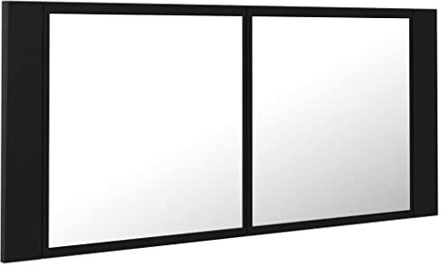 Badezimmer-Spiegelschrank, Badezimmerschrank mit LED-Licht, schwarz, Acryl, aus Holz, elegant, viel Platz für zu Hause