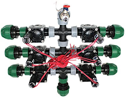 Watermil 6X Kopfstation, Verteiler für Bewässerung, Beregung mit Hunter Magnetventile PGV 100 MMB, Komplett vormontiert (6X Ausgang PE32)