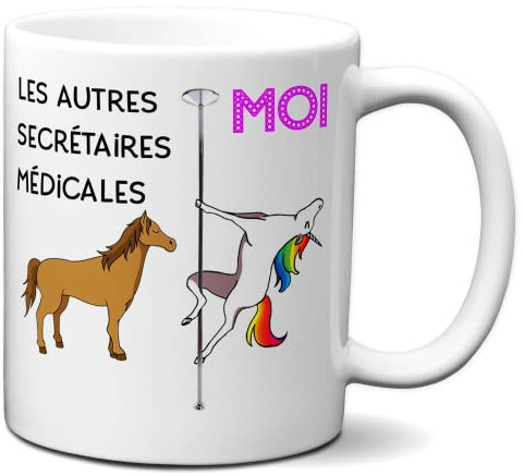 Tasse-Mug Meilleure Secrétaire Médicale Licorne - Idée Cadeau Humour Original Anniversaire