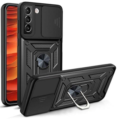 Handyhülle für Samsung Galaxy S22 | Stoßfest & Kratzfest | Mit Kameraschutz, Anti-Fingerabdruck & robustem Panzerschutz-Design | Schwarz