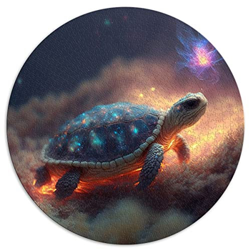Puzzle 1000 Teile Schildkröte Kreative runde Puzzles für Erwachsene und Kinder Kartonpuzzles Erwachsene Puzzles Geschenke (Größe 67,5 x 67,5 cm)