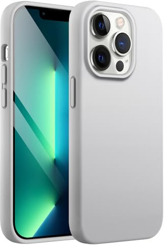 JETech Silicone Case for iPhone 13 Pro 6.1-Inch, Silky-Soft Touch Full-Body Protective Phone Case, Shockproof Cover with Microfiber Lining (Light Grey)
