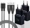 (2er Pack) USB Ladegerät Stecker mit 2M Ladekabel Nylon Für Samsung Galaxy S21 FE, S20 Plus, S10+, S9, S8, Note 10, 9, 8, Z Filp3/4, A54, A53, A52, A51, A16, A15, A14, M40, M54, M53, Netzteil USB C