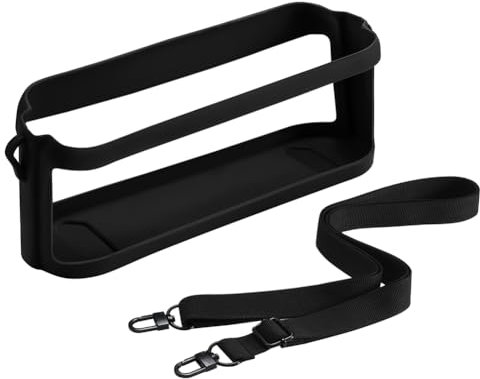 LYEAA Silicone Speaker Protector Cover Shockproof Bluetooth-Compatible Speaker Cover Anti-drop Anti Scratch with Shoulder Strap Compatible with Anker Soundcore Motion X600 (Black)