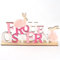 YIEUR 1 Stück Ostern Schriftzug Holz groß Aufsteller mit Osterhasen Figuren, 30cm Ostern Hase Filz Schriftzug Deko, Osterdeko Hasen Osterhasen Holz Hinstellen für Draußen Tischdeko Garten Deko (rosa)