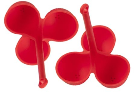 BRIGHTFUFU 3stücke Silikon Eierhalter Mit Griff Dampfgarer Für Herd ø Kammern Flexible Küchenhilfe Zum Eierkochen Und Dampfgaren Bpa-frei Mikrowelle Backofen Geeignet Rot
