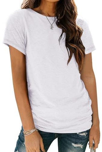 AirMood Maglietta Estiva da Donna, Casual, con Scollo Rotondo, Bianco, M