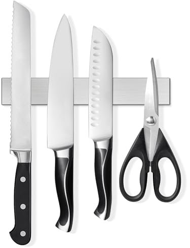 SMART&COOL Magnetic Knife Holder for Wall - 25CM (10 Inch) Stainless Steel Magnetic Knife Strip Rack with Extra Strong Magnet for Knives, Kitchen Utensils and Tools