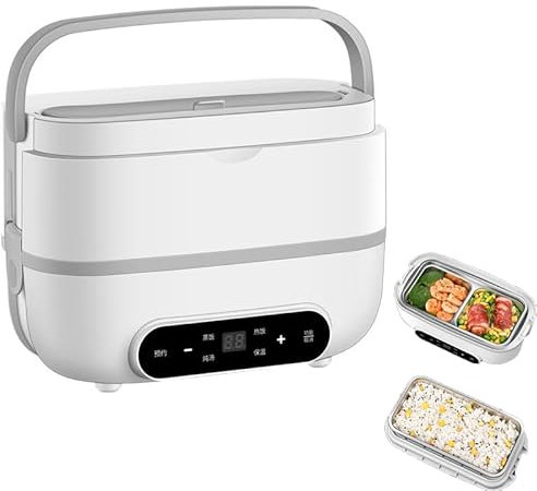 CYTBEK Portable Electric Lunch Box, 200W Food Warmer, 1.1L Capacity, Stainless Steel, Insulated, Self-heating, Multifunctional Food Heating, Office, School, Car, Home