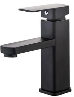 Grifo cuadrado negro for lavabo de baño, salida de filtro de malla, lavabo de aleación de zinc con un solo orificio
