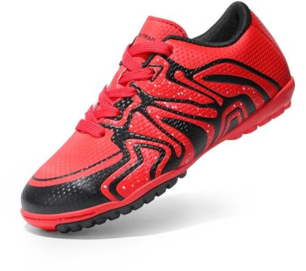 DREAM PAIRS Boys Football Boots Shoes Kids Girls Soccer Athletics Sport ShoesTeenager Indoor Outdoor Sneakers for Unisex,Size 4 Big Kid,Red/Black/White,SDSO2413K