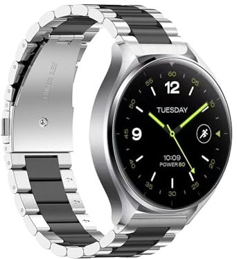 xhKJO Bracelets de Montres pour Xiaomi Mi Watch 2 /Xiaomi Mi Watch 2 Pro Watchband, Acier Inoxydable de Montre Strap Bande avec fermoir Sangle pour Xiaomi Watch 2 /Xiaomi Watch 2 Pro (argent noir)