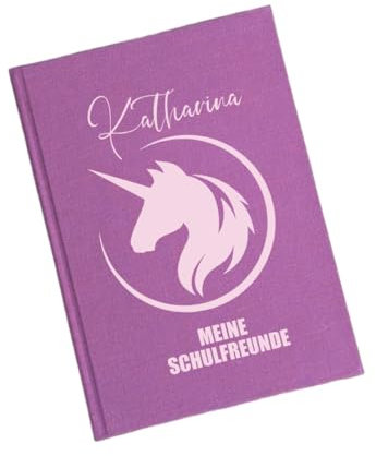 minimutz Freundebuch Schule Mädchen - Personalisiert mit Name - Freundschaftsbuch Poesiealbum Schulfreunde Einhorn Unicorn