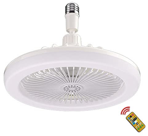 utaxuper Screw in Ceiling Fan LED Ceiling Fan Stepless Dimming Speed Adjustable with Remote Control High Brightness White