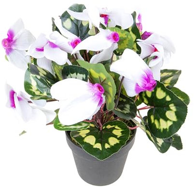 Set 2 Ciclamino Artificiale con Vaso Altezza 32 cm Bianco