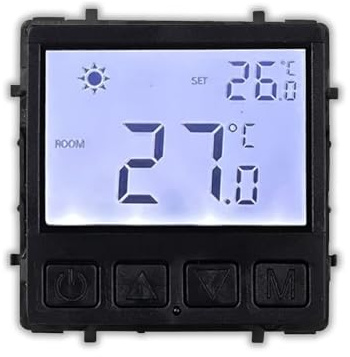 Luxus-Time Wippschalter Lichtschalter Steckdosen mit Aluminium Rahmen Unterputzdose UP Schuko Wipp Wandschalter Einbau Kippschalter Gold (Modul: Raumthermostat Programmierbar Schwarz LX-MT-WK-AJ)