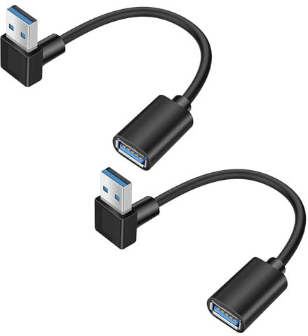 YACSEJAO 90 Grad USB 3.0 Verlängerungskabel 2Pack 0.5FT/15CM USB Typ A Stecker zu Buchse 5Gbps Datenübertragung Extender Adapter Kabel (Winkel oben)