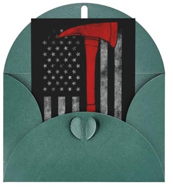 Feuerwehr-Axt, rote Linie, perfekte Geburtstagskarte, Hochzeitstag, Blanko-Karten, Umschläge, Grußkarten, Notizkarten