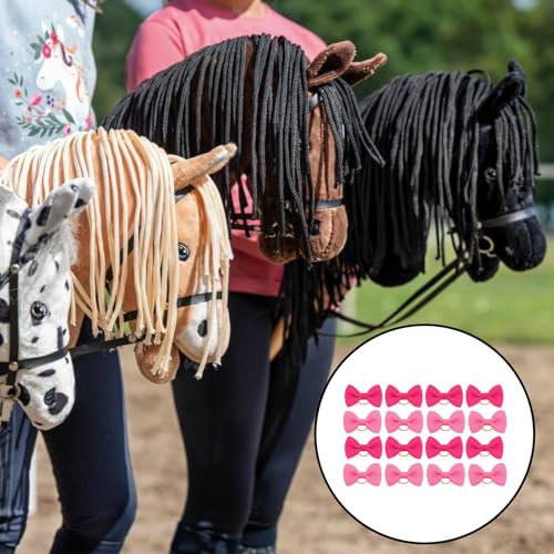 Hobby Horse 16 Stück Schleifen mit Gummibändern, Haustiere Bögen Zubehör für Steckenpferd Lange Haare Haustier Hunde Katze Welpen