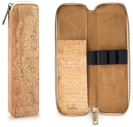 boshiho Federmäppchen aus Kork Männe - Federtasche Vegan Leder Nachhaltig, Frauen Reißverschluss Smoothy Stiftetui,Mäppchen für Büros, Schulen, Krankenhäuser, Geschäftsreisen, Reisen, Geschenke
