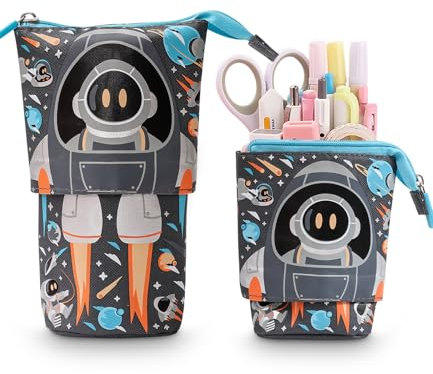 Xespis Federmäppchen Reißverschluss, Teleskopisch Jungen, 2-in-1 Standmäppchen, Federtasche Knaben, Schüttelpenal Teenager, Schulmäppchen, für Knabenkind Geschenke 7 8 9 10 11 12 Jahre